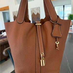 Picotin Bucket Style Leather Tote Bag